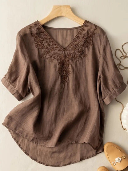 Zomerblouse Vrouw Zonnestraal Licht Katoen