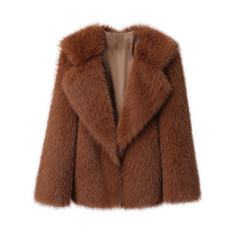 Dames Faux Fur Jas Zomer Trendy Grote Kraag