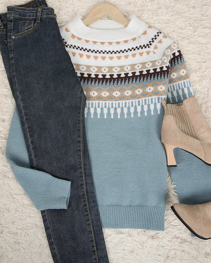 Warme Gebreide Wintertrui Boho Chic Stijl