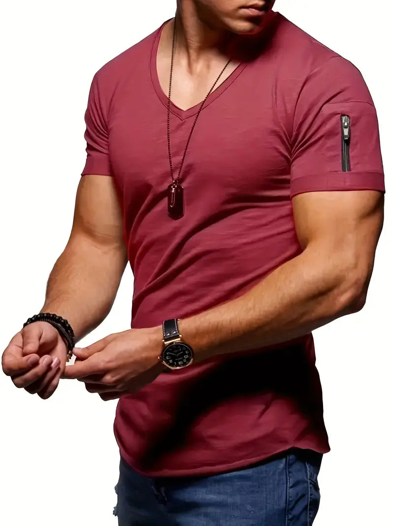 Heren T-shirt V-hals Casual Katoen
