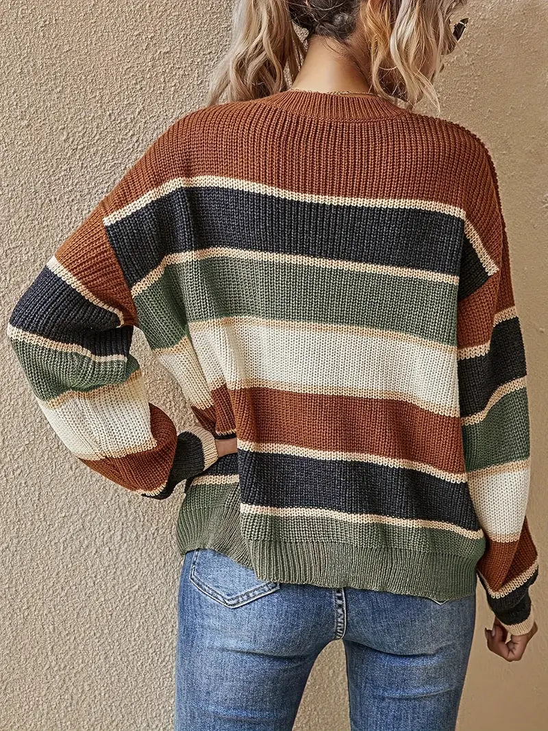 Kleurblok Trui Ronde Hals Veda Sweater