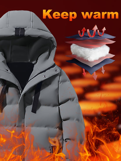 Heren Winterjas Warm met Capuchon en Grote Taszakken