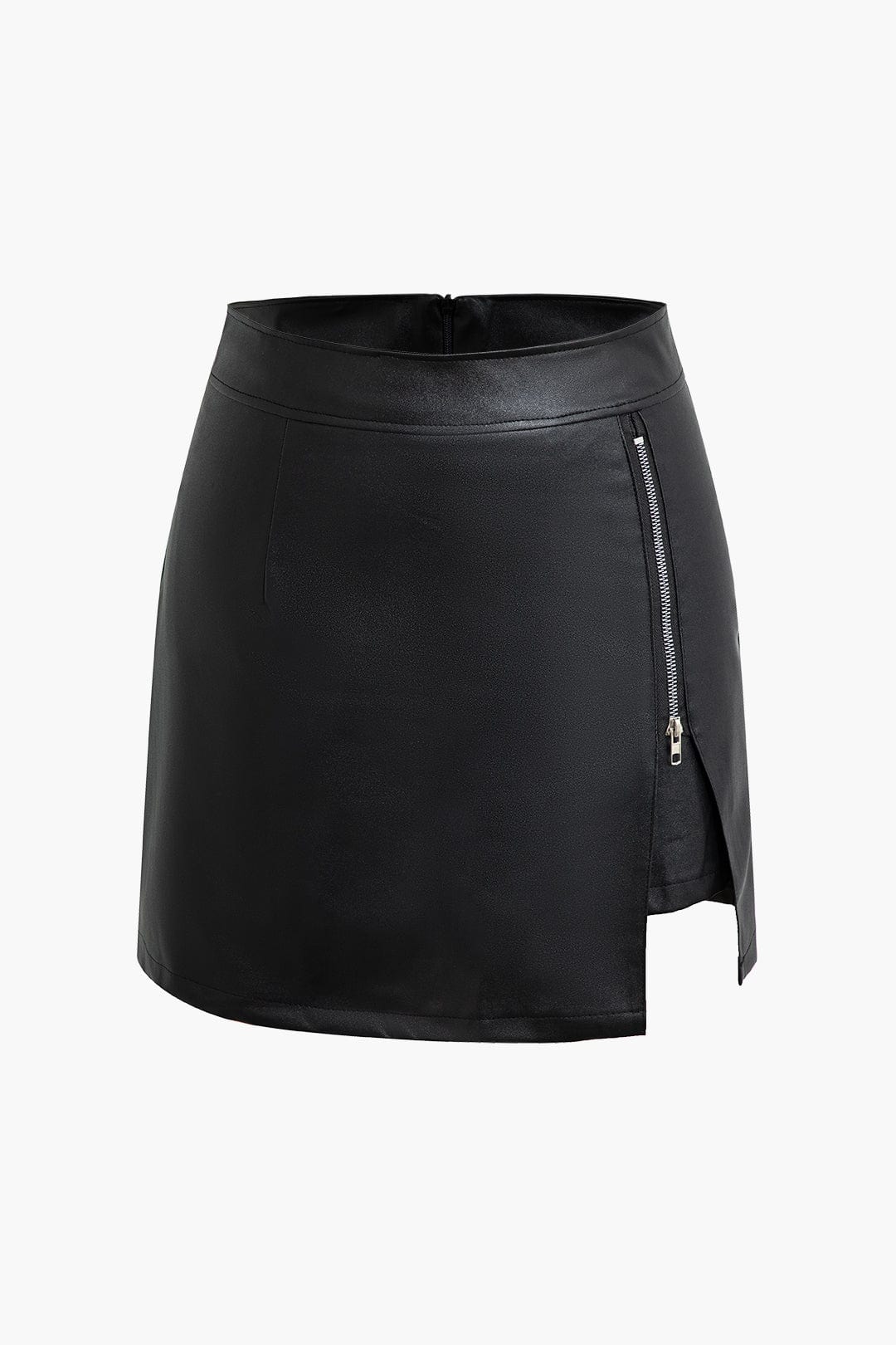 Kort Leer Minirok Asymmetrisch Met Zijsplit - StudioMarella