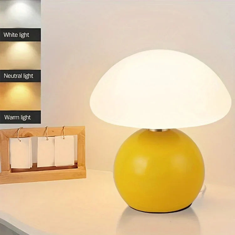 Franse paddenstoel tafellamp van keramiek met verstelbaar warm licht in Bauhaus stijl