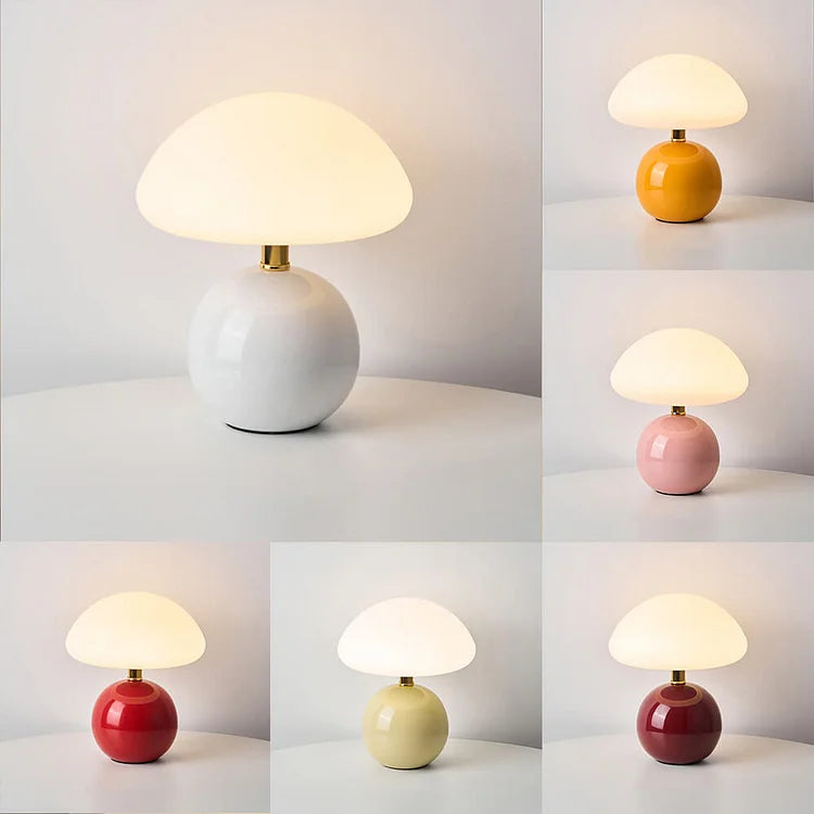 Franse paddenstoel tafellamp van keramiek met verstelbaar warm licht in Bauhaus stijl