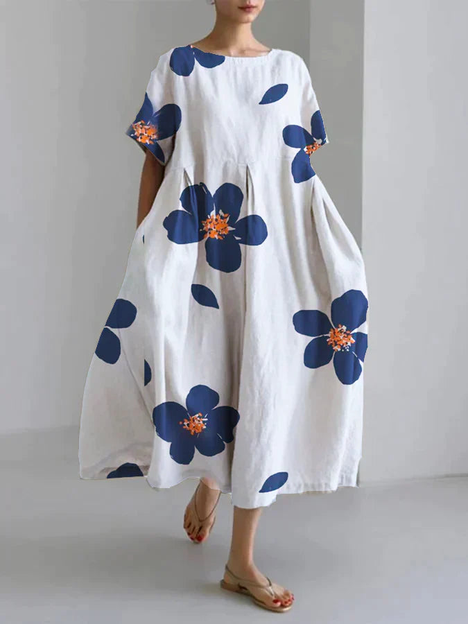 Lente Jurk voor Dames Rond Hals V-Neck Bloemenjurk Zomer
