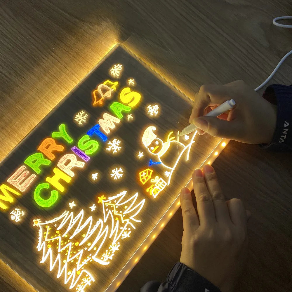 LED Lichtbord voor Tekenen en Notities – Herbruikbaar Schrijfbord met Neon Markeringen
