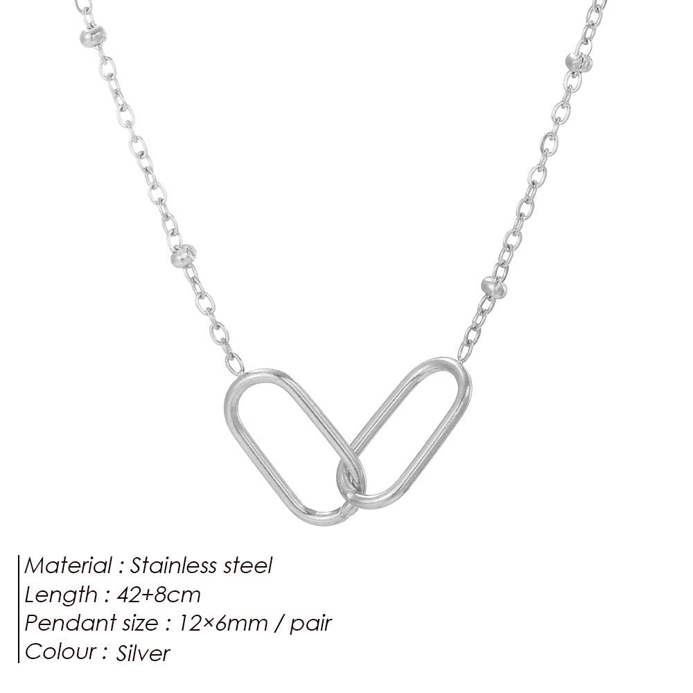 Dames Ketting Ovaal Staal Schakel Elegante Minimalistische Halsketting