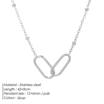 Dames Ketting Ovaal Staal Schakel Elegante Minimalistische Halsketting