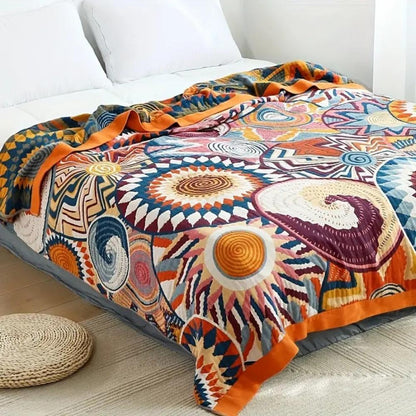 Katoenen Plaid Sunburst – Zacht & Luchtig Vierseizoenen Deken 150x200