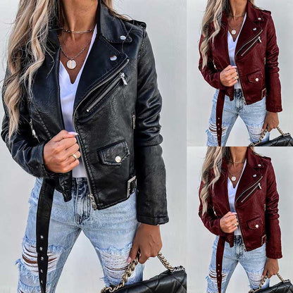 Dames Lederen Jas PU Stijlvol Biker Model