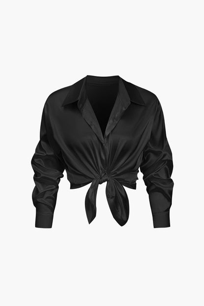 Vrouwelijke Blouse van Satijn Lang Mouw Elegant Model