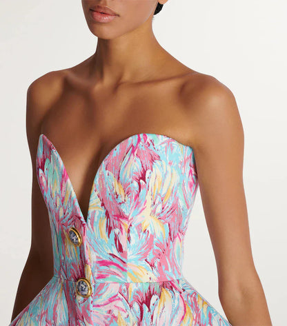 Mini Jurk Zonder Mouwen Abstract Print Leer