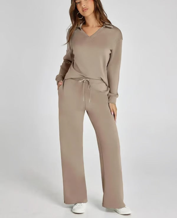 Dames Sweater Set met Wijde Broek - Zacht en Warm voor Herfst en Winter