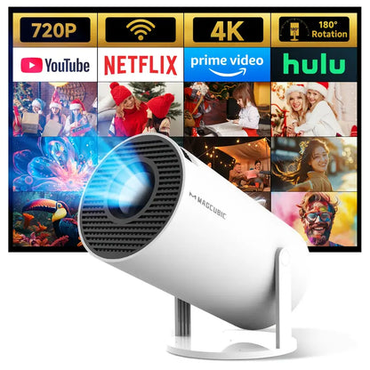 Compacte Mini Projector 4K Ultra HD met Draadloze Connectiviteit Beamer Thuisbioscoop Systeem Streaming Apparaat