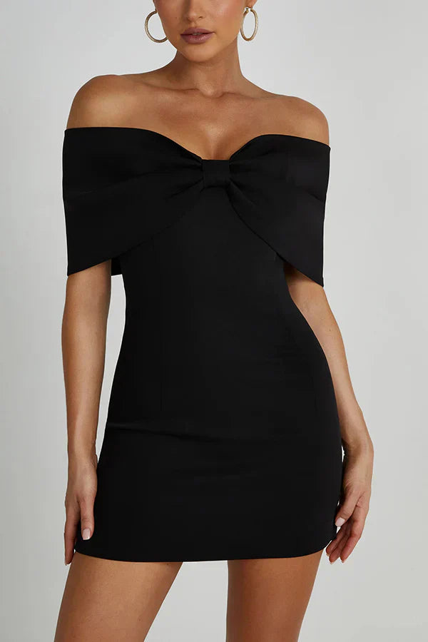 Jurk Off-shoulder Minirok met Strik Detail voor Vrouw
