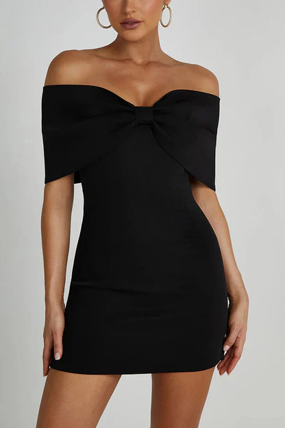 Jurk Off-shoulder Minirok met Strik Detail voor Vrouw