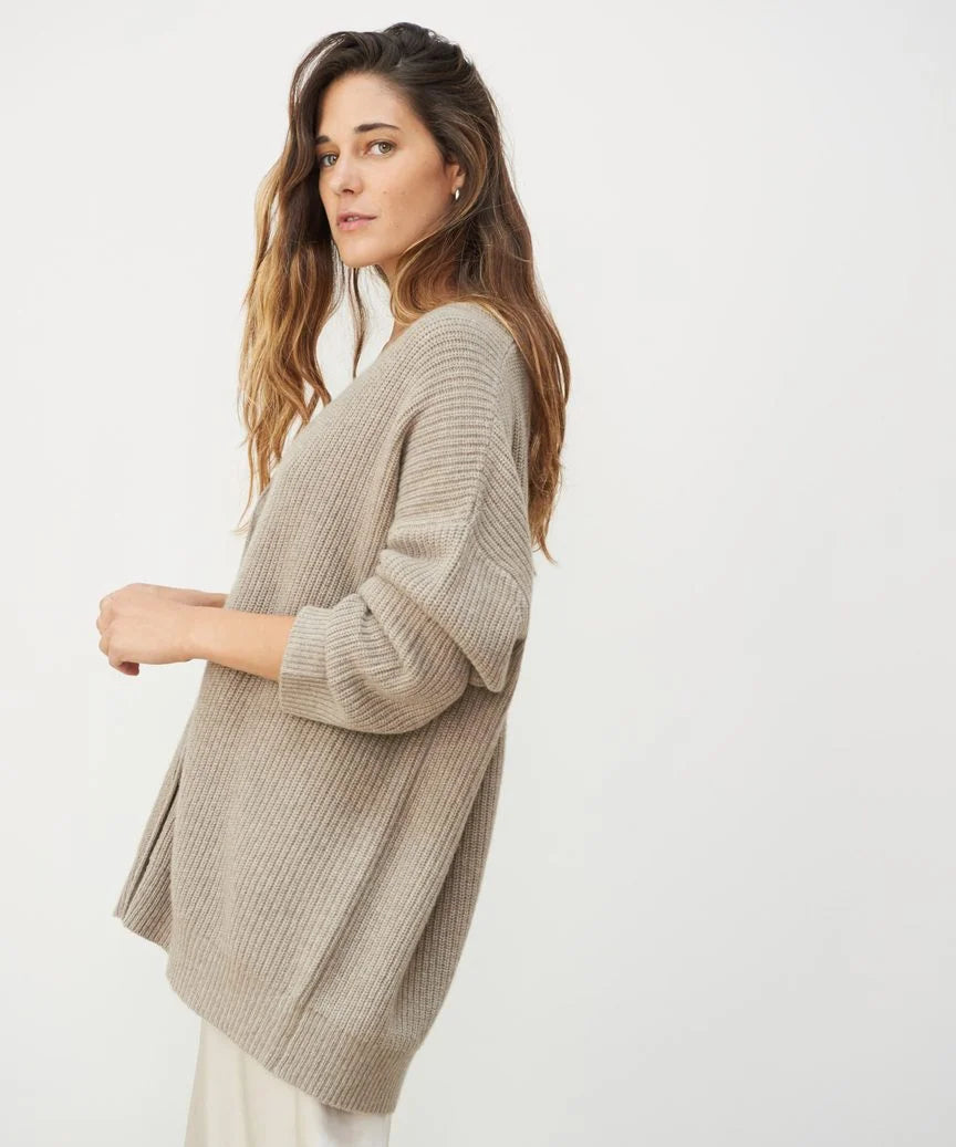 Oversized Vest Gebreid van Wol Mix Zachte Stof