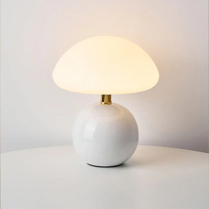 Franse paddenstoel tafellamp van keramiek met verstelbaar warm licht in Bauhaus stijl