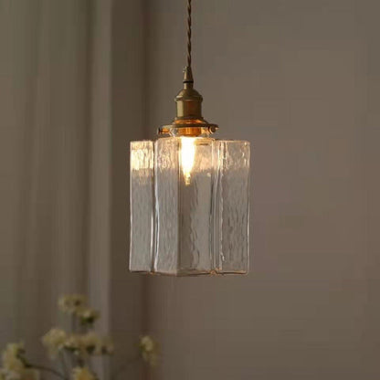 Vintage Hanglamp met Gegolfd Glas & IJzeren Armatuur – Vierkant/Rechthoekig – Scandinavisch Design voor Woonkamer