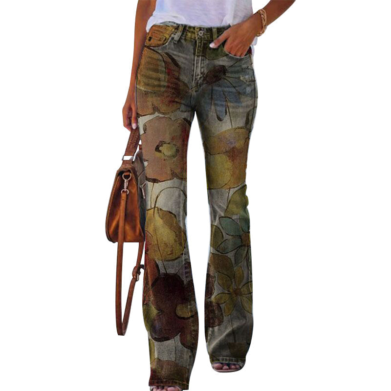 Hoge Taille Jeans Dames 4 Knopen Flare Model