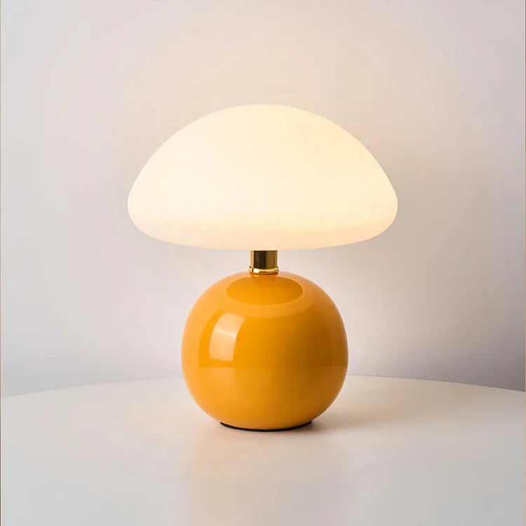 Franse paddenstoel tafellamp van keramiek met verstelbaar warm licht in Bauhaus stijl
