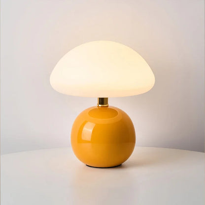 Franse paddenstoel tafellamp van keramiek met verstelbaar warm licht in Bauhaus stijl
