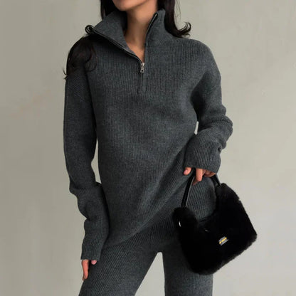 Gebreide Sweaterbroek Set Hoge Taille Warm Tweedelig