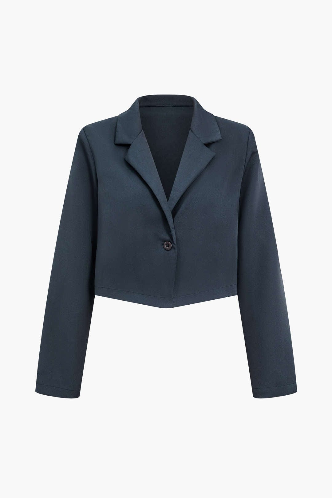 Dames Blazer Set Wijd met Broek Modern Zwart Costume