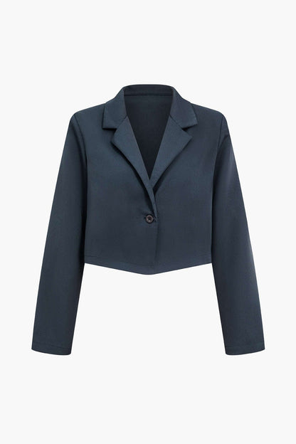 Dames Blazer Set Wijd met Broek Modern Zwart Costume
