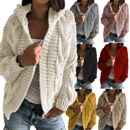 Dames Vest Capuchon Gebreid Kabeltrui Warm