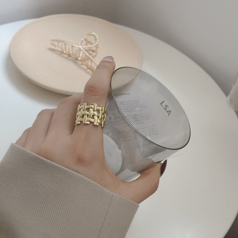 Zilveren Ring voor Dames Gevlochten Opengewerkt - StudioMarella