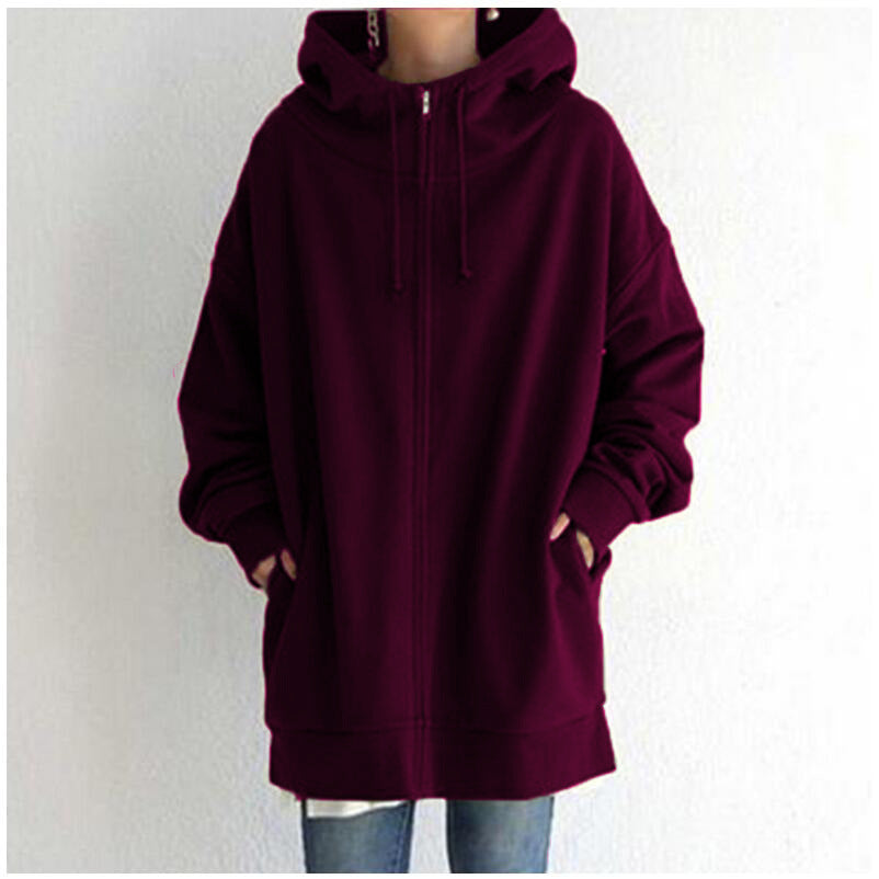Dames Hoodie Oversized Warm en Zachte Rits Trui