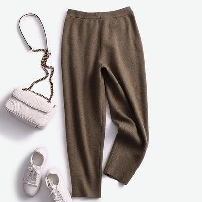 Dunne Wollen Broek Dames Skinny Gebreid Model