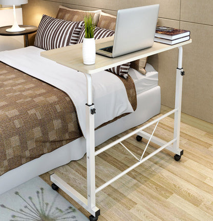 Verstelbare Laptoptafel Op Wielen Wit Staal Hout Hoogte Instelbaar Sofa Bijzettafel