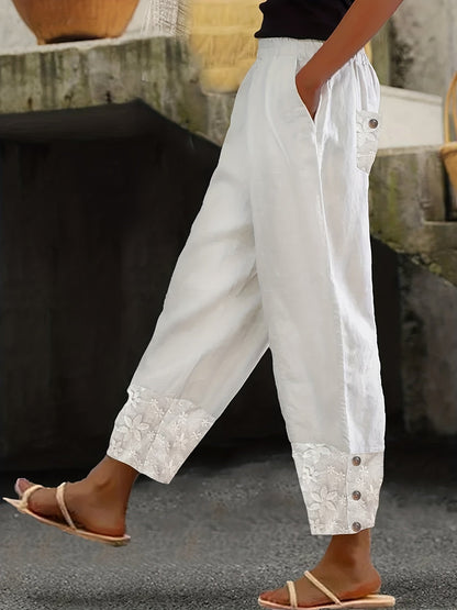 Dames Broek Elastische Band en Kantdetail - StudioMarella