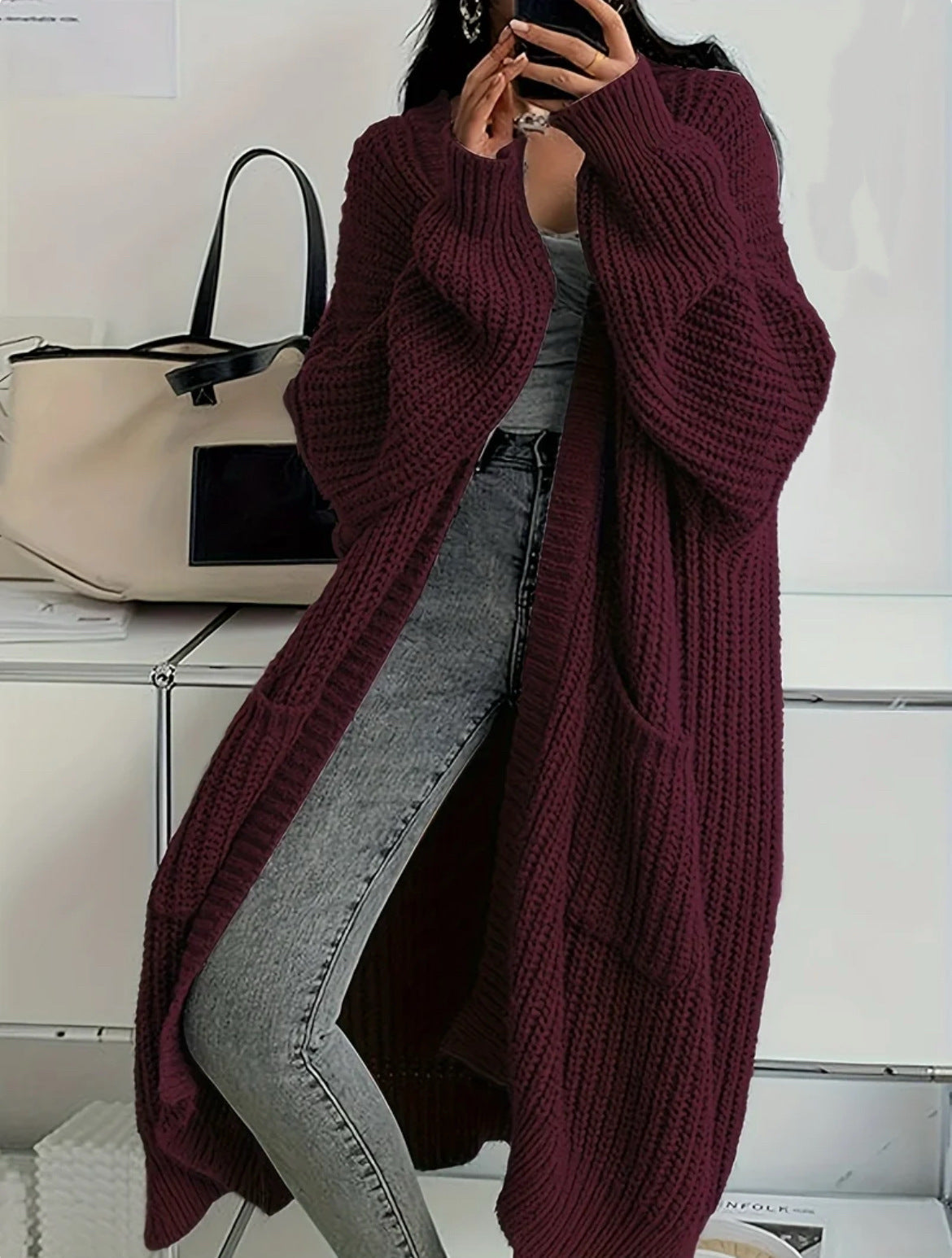 Dames Vest Lange Gebreide Stijlvol Trendy