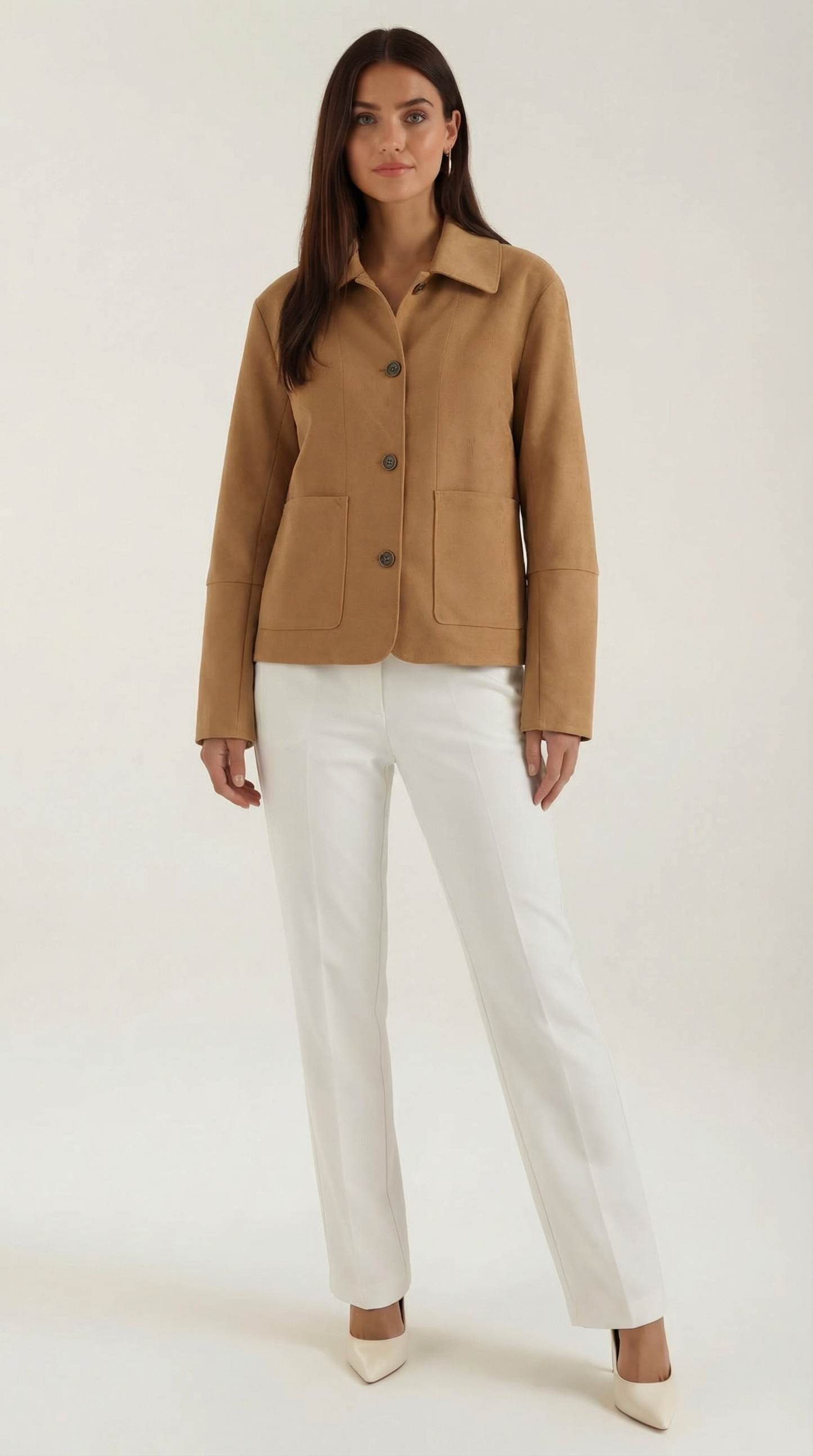 Korte Casual Jacke Met Knopen Leerlook
