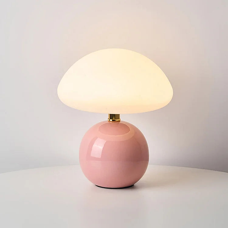 Franse paddenstoel tafellamp van keramiek met verstelbaar warm licht in Bauhaus stijl
