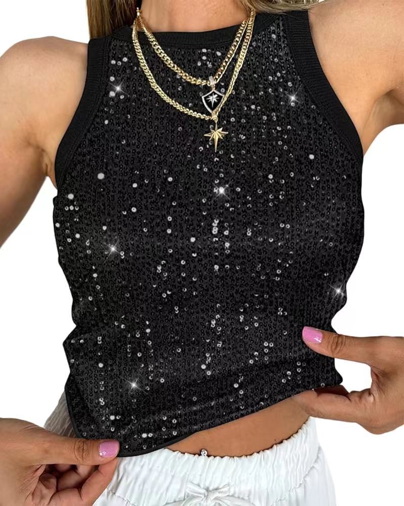 Dames Top met Pailletten en Kanten Details Glitter