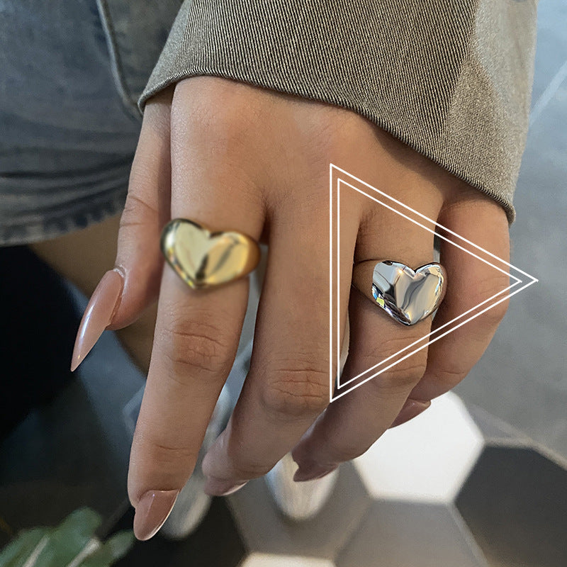 Dames Ring Hartvormig met Lelie Minimalistisch Zilver