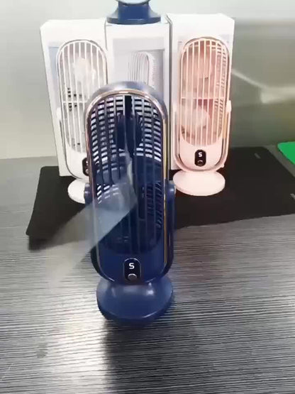 Draagbare Ventilator met 720° Rotatie Oplaadbaar - Stille USB Tafelventilator voor Bureau Thuis Kantoor