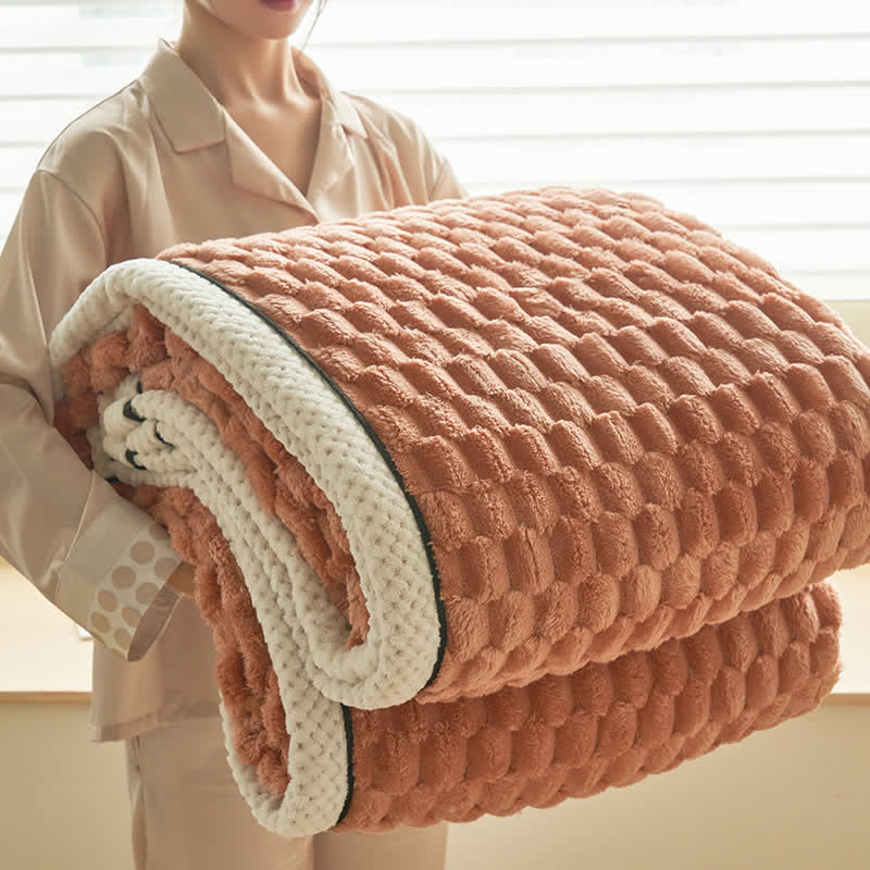 Zachte Coral Fleece Deken – Warme Omkeerbare Plaid voor Bank & Bed
