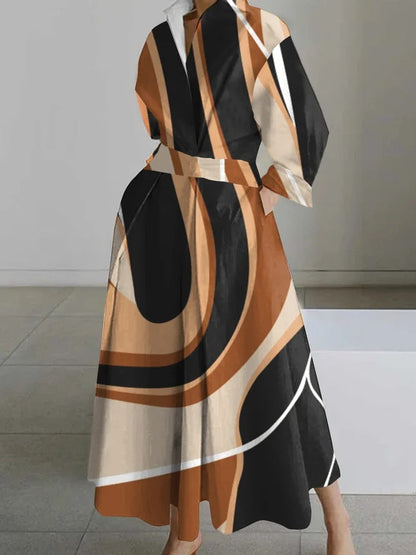 Dames Jurk Overhemdkraag Elegante Korte Mouw