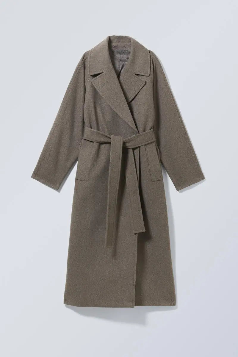 Damescoat Lange Oversized Wollen Mantel Warm