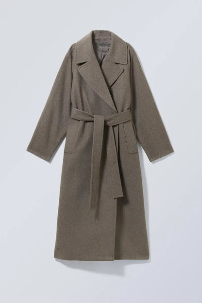 Damescoat Lange Oversized Wollen Mantel Warm
