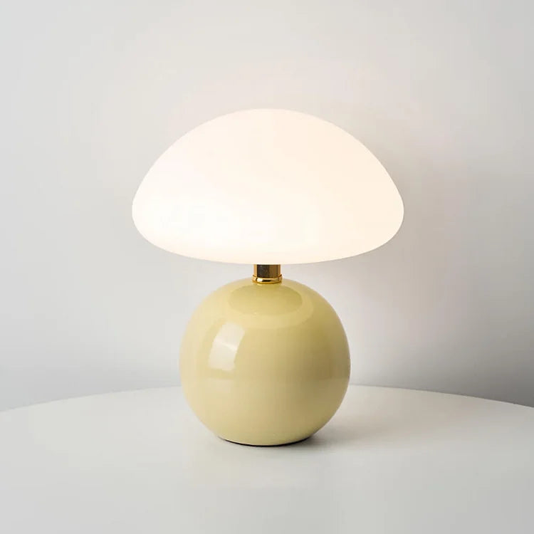 Tafellamp Paddenstoel Crème Keramiek Retro Design Dimbaar LED