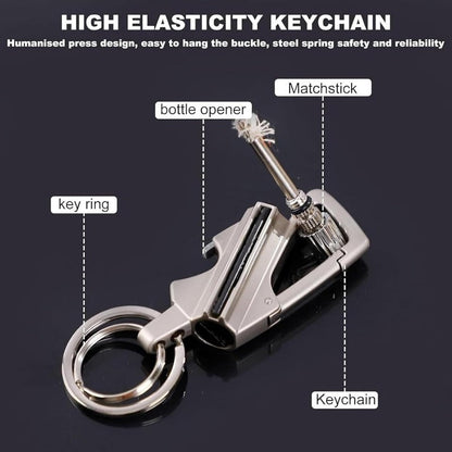 Permanente lucifer sleutelhanger met flesopener – 3-in-1 survival aansteker voor outdoor gebruik