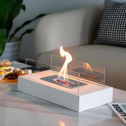 Bioethanol Tafelkachel Draagbaar Gehard Glas & Staal Design voor Binnen & Buiten Rookvrij Sfeerverlichting
