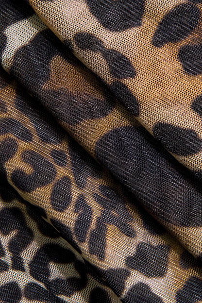 Leopard Jurk Met Ruches voor Vrouw Dierenprint Minirok